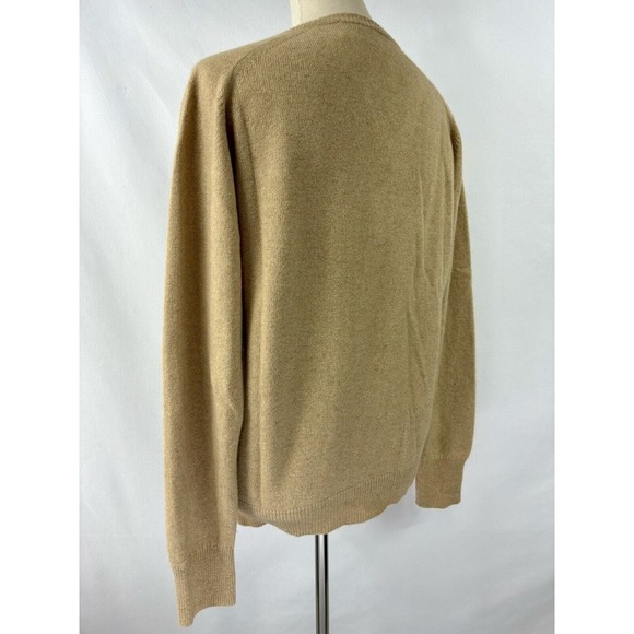 Vintage Glen Abbey Cashmere Sweater Tan 40 M V-neck Long Sleeve Pullover Ireland - Picture 2 of 6